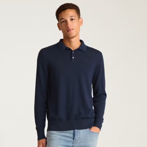 Bonobos Deep Blue Merino Polo Sweater - Picture 1 of 3
